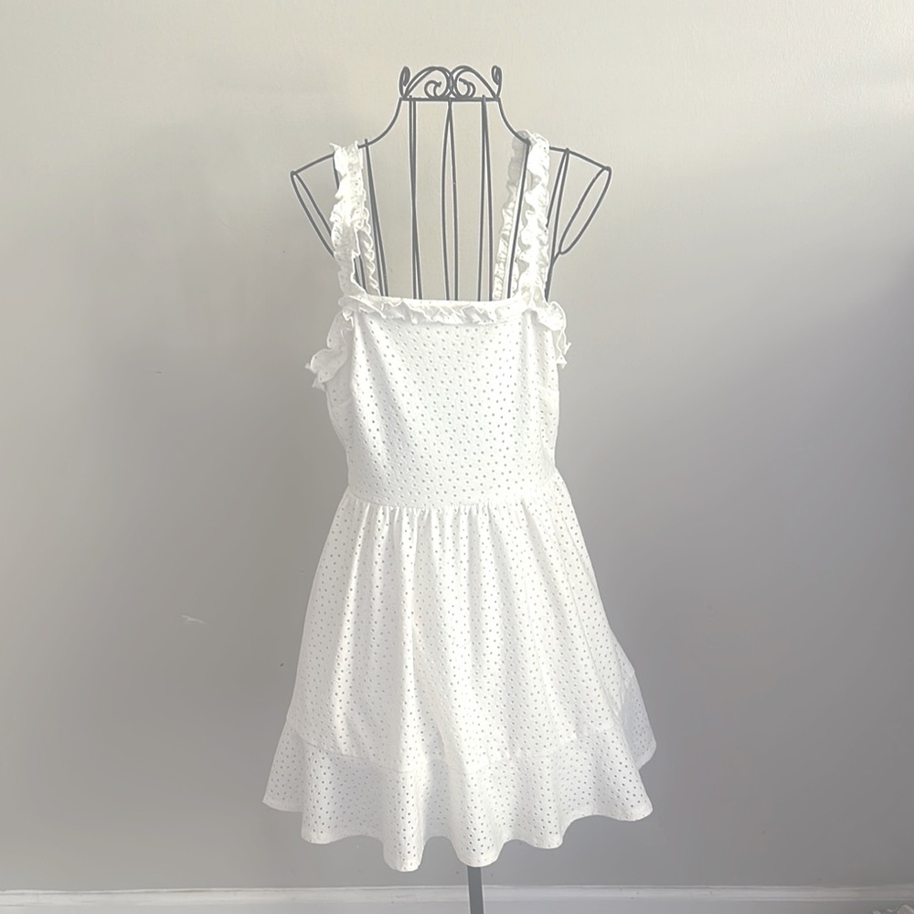 Charming White Ruffle Baby Doll Dress